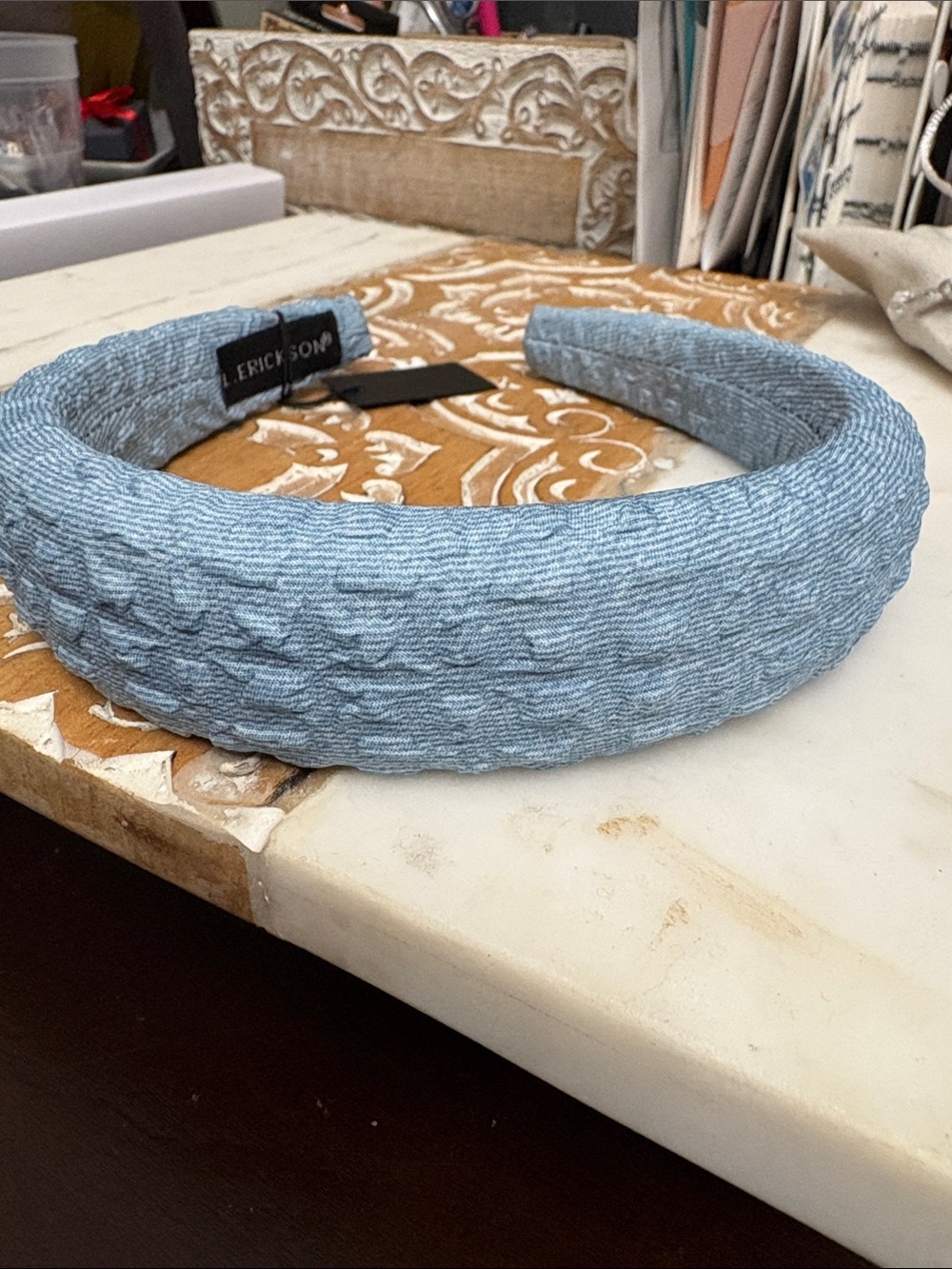 L. Erickson aka France Luxe brand- Light Blue Textured Padded Headband! So soft!